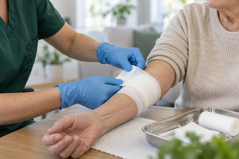 A home health professional supporting care in a familiar setting